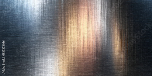 A dark industrial wallpaper featuring a brushed silver metallic texture with a shiny stainless steel plate pattern and light grey reflections on a grunge aluminum surface