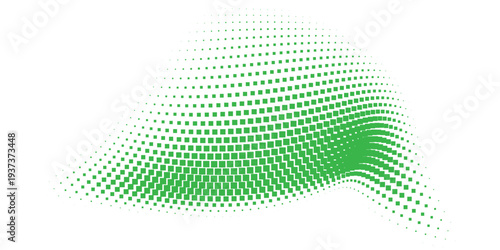 Green Halftone Square Wave Abstract Vector Background, vibrant geometric technology pattern great for eco branding, digital marketing, banners, website backgrounds and presentations