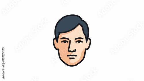 Cartoon man face with short hair.