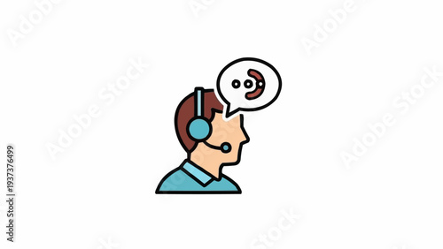 Man wearing headset and thinking.