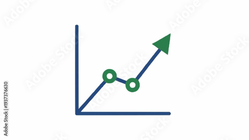 Green arrow on graph line chart.