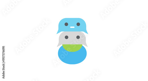 Cartoon Character Snowman Face Closeup.