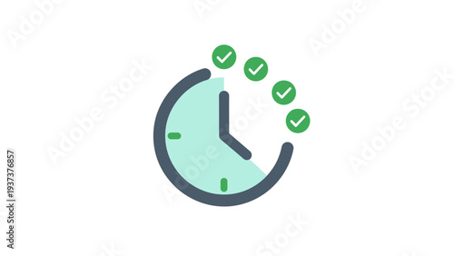 Green Clock With Check Marks.