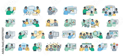 Diverse team collaborating on projects using agile methodologies and digital tools