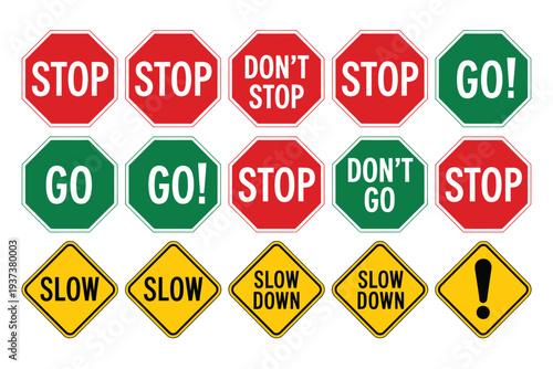 Traffic Signs, Road Signs, Stop, Go, Slow, Warning Signs, Roadway Indicators