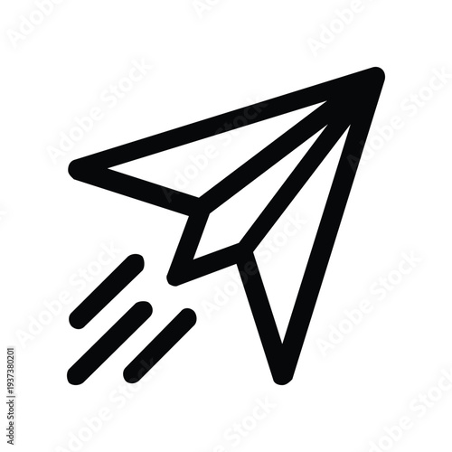 Paper Plane Line Icon – Creative Idea Launch Concept Vector