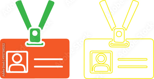 Two different graphic badge designs for identification and access control purposes isolated on white