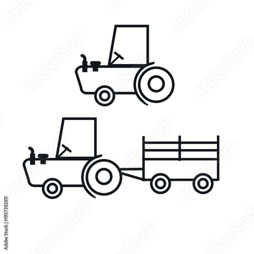 Tractor icon in trendy outline style design Vector