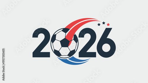 The official logo for the 2026 fifa world cup features a soccer ball integrated within the year displaying vibrant red and blue colors high quality professional