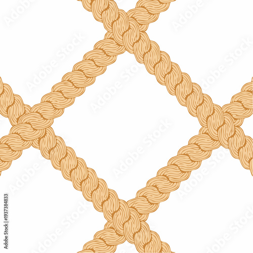 Rope line pattern. Braid border texture. Vintage nautical braided cord.