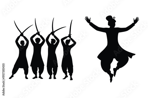 Dervish Dancers with Swords Silhouette