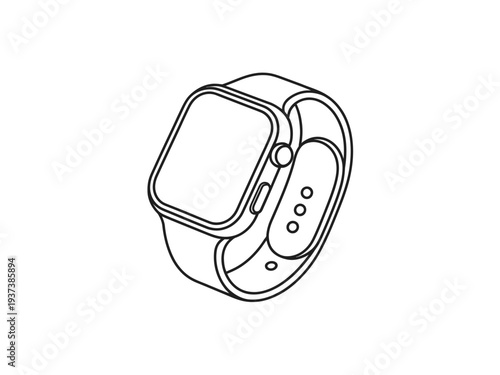 Smartwatch Design, Black Lines, Minimalist Style, Wearable Technology, Simple Illustration