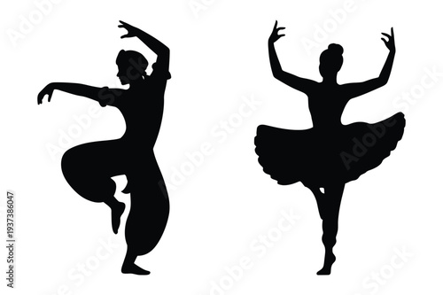 Ballet Dancer and Middle Eastern Dancer Silhouette