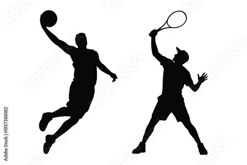 Basketball Player and Tennis Player Silhouette