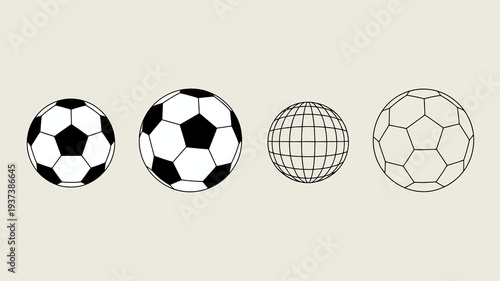 A graphic depicts four stages of a soccer ball s construction progressing from a solid circle to a fully inflated ball high quality professional detailed modern
