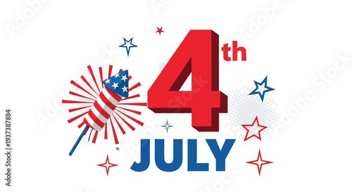 4th of July patriotic celebration icon vector