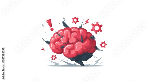 Brain Overload Illustration - Stress, Mental Health, and Cognitive Pressure.
