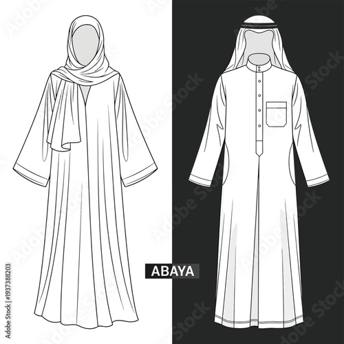 Traditional Abaya Clothing for Women and Men.
