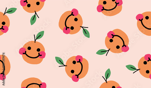 Cute orange fruits pattern background vector design
