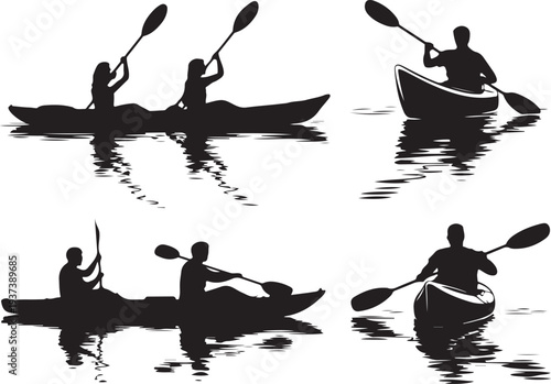 kayak paddler outline black graphic collection