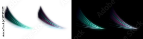 Bilde på lerret PNG image of Abstract glowing turquoise and magenta light trails curve dynamical