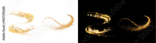 Canvas Print PNG image of Twirling golden light streak with sparkling dust creating a mesmeri