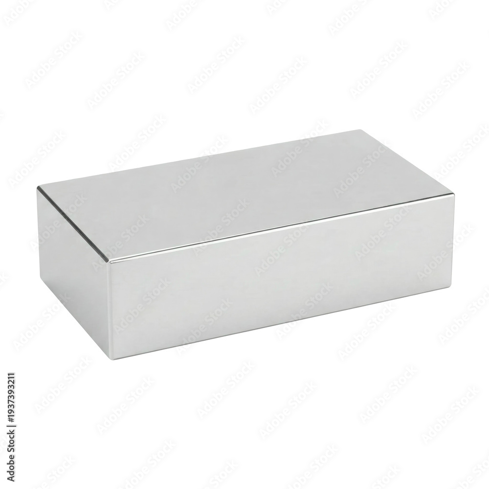 Fototapeta premium Polished metal box calibration measurement tools sleek silver storage container minimalist desktop accessory modern rectangular case