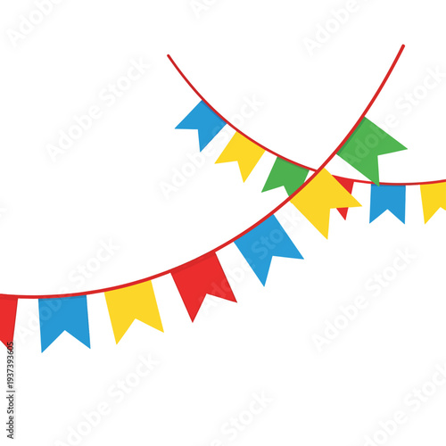 Colorful Bunting Flags on Red String.