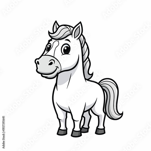 Cartoon Horse Illustration with Flowing Mane.