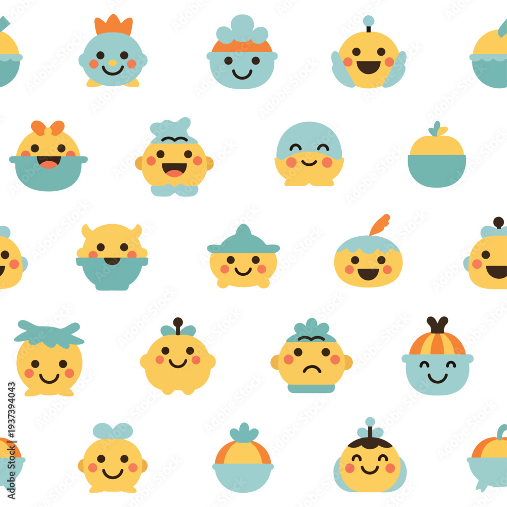 Obraz premium Collection of Cartoon Yellow Smiley Faces and Icons.