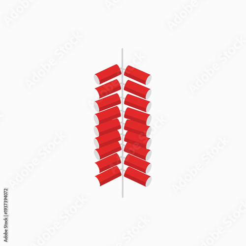 Red Fabric Strips Hanging on Thread.