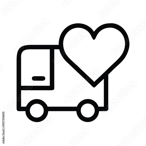 Delivery truck with a heart on the back delivering love and care  symbolizing thoughtful transportation and affectionate service