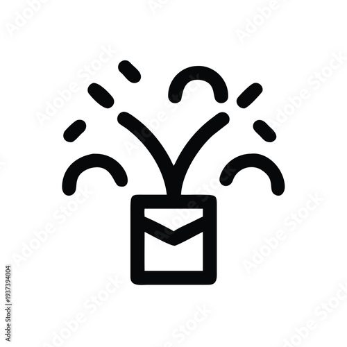 Email icon with explosion of lines and curves  digital symbol  notification concept