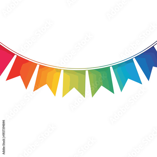 Colorful triangular bunting flags on string 1.
