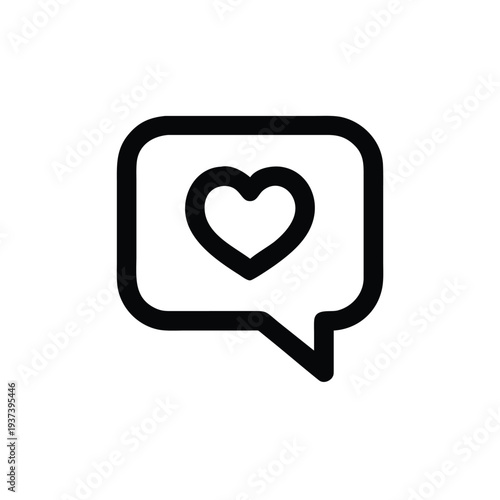 Heart in speech bubble icon symbol love chat message  simple line style