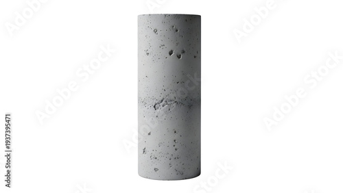 A cylindrical concrete pillar with speckled texture and natural grey coloration