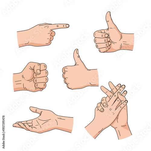 Hand Gestures Showing Various Signs and Symbols.