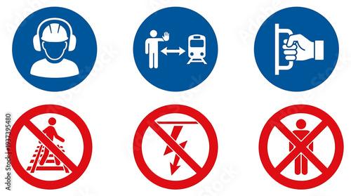 Diverse Safety Sign Icons for Workplace Awareness. Vector Illustrations. EPS Editable