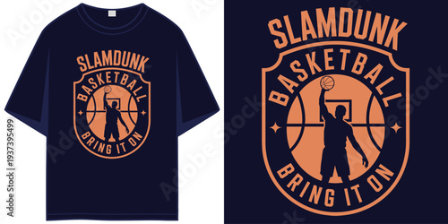 slamdunk basketball bring it on vintage varsity shield sports graphic aesthetic t shirt design vector illustration artwork
