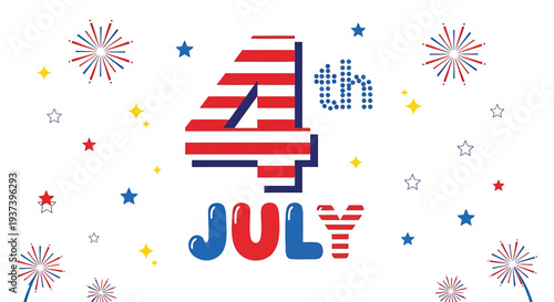 4th of July patriotic icons vector
