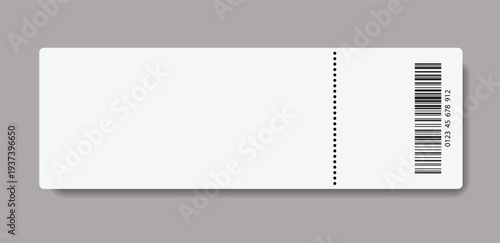Admit ticket mockup. Empty flat template Ticket. For cinema, sale coupon, circus, theater, festival. Minimalist coupon. Isolated background