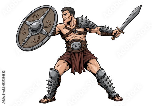 Ancient Warrior with Sword and Shield.