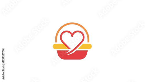 Red Heart Logo Design Element Illustration.