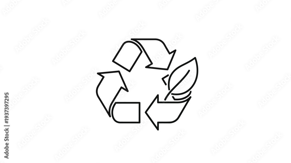 Obraz premium Recycling symbol with leaf icon.