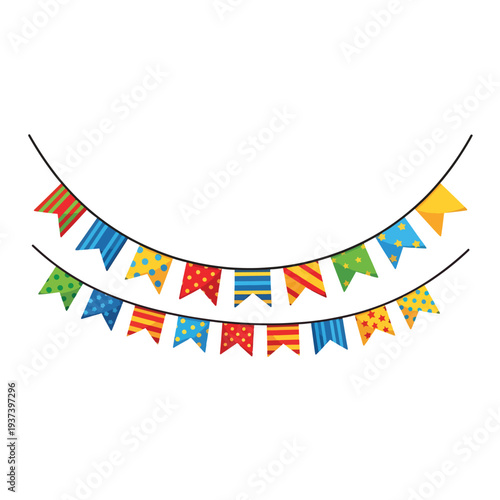 Colorful Bunting Flags on String.