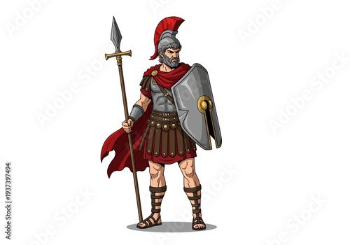 Ancient Greek or Roman Warrior Illustration.