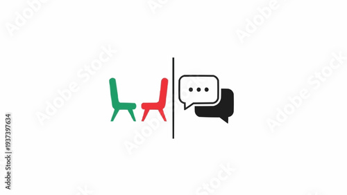 Simple chat icons with chairs.
