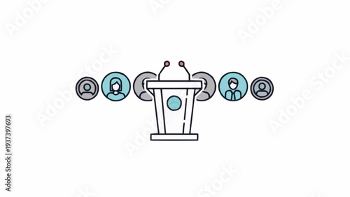 Simple line drawing of a podium.