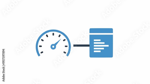 Speedometer gauge with document icon.