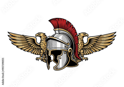 Ancient Greek Spartan Warrior Helmet Illustration.